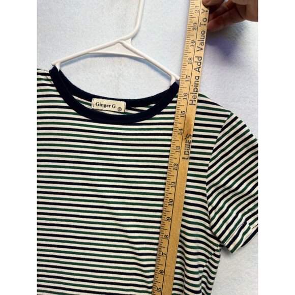 Ginger G Striped Tee Shirt Top Short Sleeve Crew Neck Size Small - Picture 6 of 8